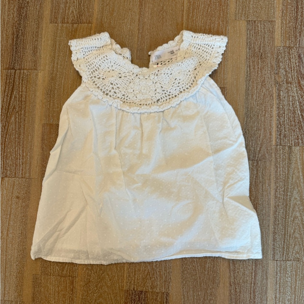 Girls White Zara Top 4-5T